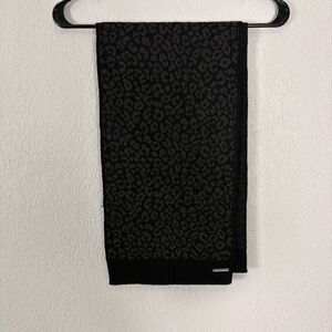 Michael Kors Black with Silver Sparkle Cheetah Print Winter Scarf
